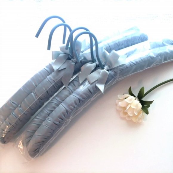 Padded Hangers Blue Satin Set of 4